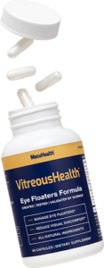 a bottle of vitreoushealth supplements to reduce eye floaters
