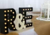 The Unhyphenated, Double Surname A photo of two light-up letters R and E, at a wedding reception