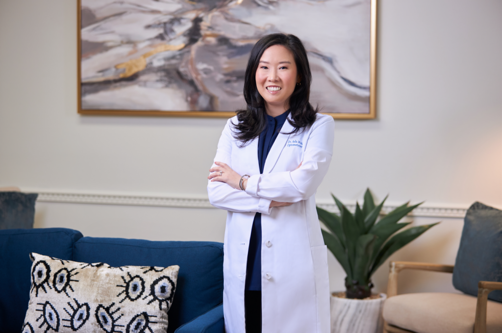 Dr. Noh stands in her new office where she treats only dry eye patients. She made a career pivot to avoid burnout.