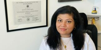 Doctor Finds a Comfort Zone Within Remote Care Dr. Rachana Patel sits in her home office where she provides remote eye care.