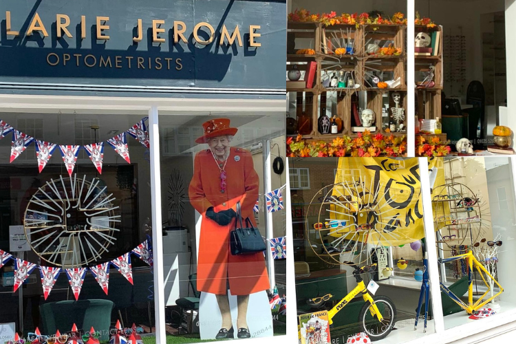 Various designs in Dr. Jerome's window