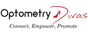 Optometry Divas logo showing red high-heeled shoes