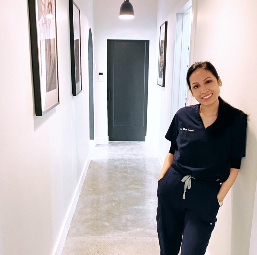 Dr. Lingad in the hallway of her practice