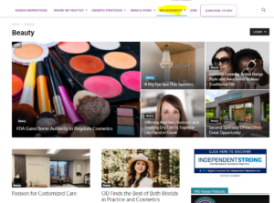 New WO Resources page collects stories about particular topics - this one shows 7 stories headlines and photos about beauty products. 