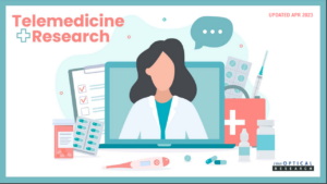 cover fo the telemedicine research report shows caricature of female doctor inside a computer screen