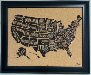 U.S. map with pushpins showing from where patients come for dry eye treatment