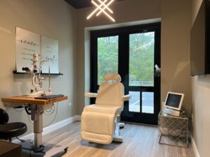 spa treatment room with large windows