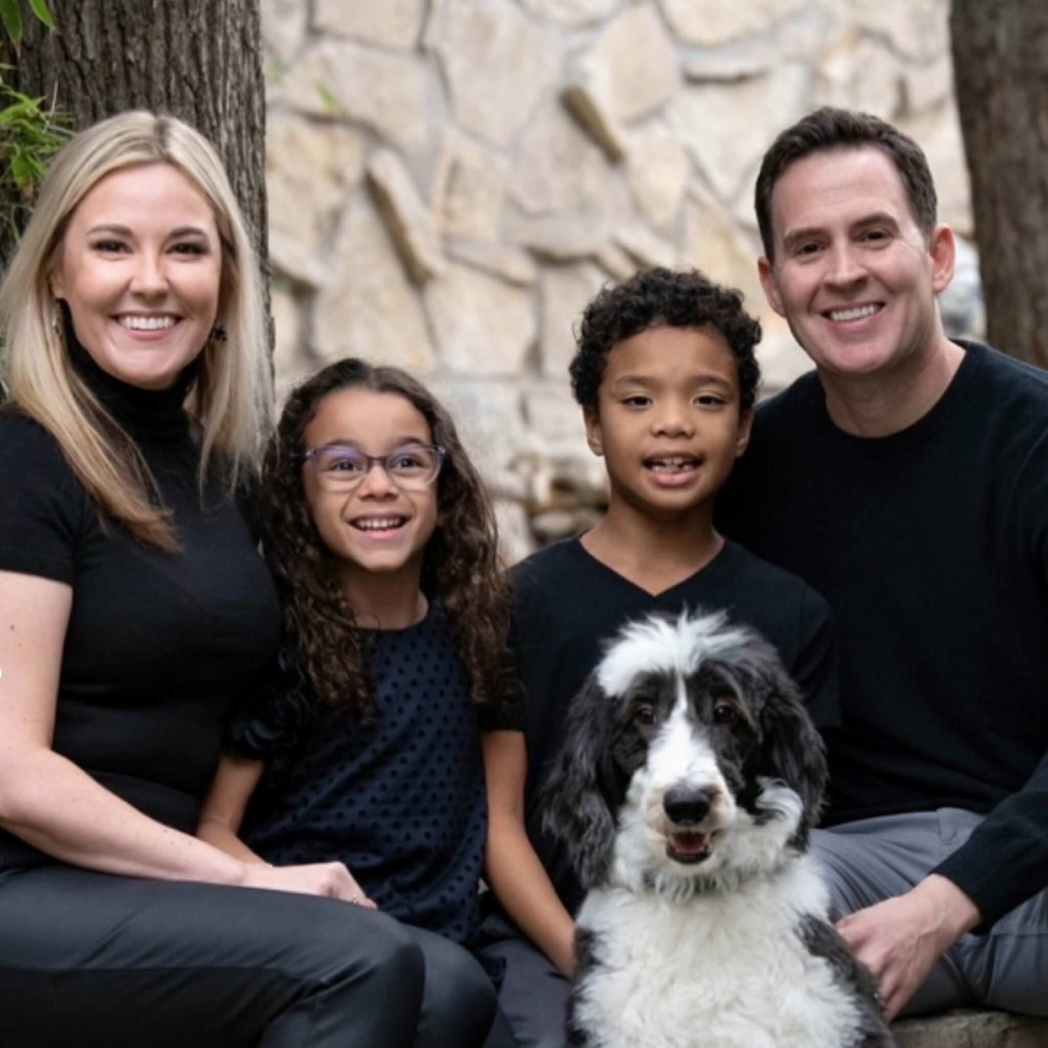 Brotherson, her husband, their two children and a dog