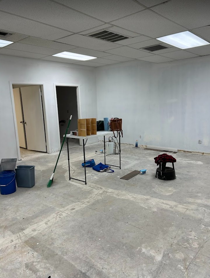 The space is gutted and prepped