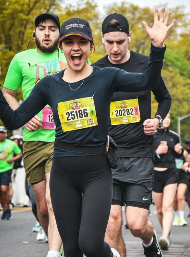 Treen runs the Boston half marathon.