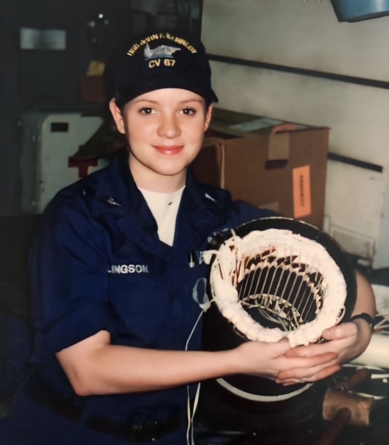 Young Dr. Brooke Bonilla as a navy electrician