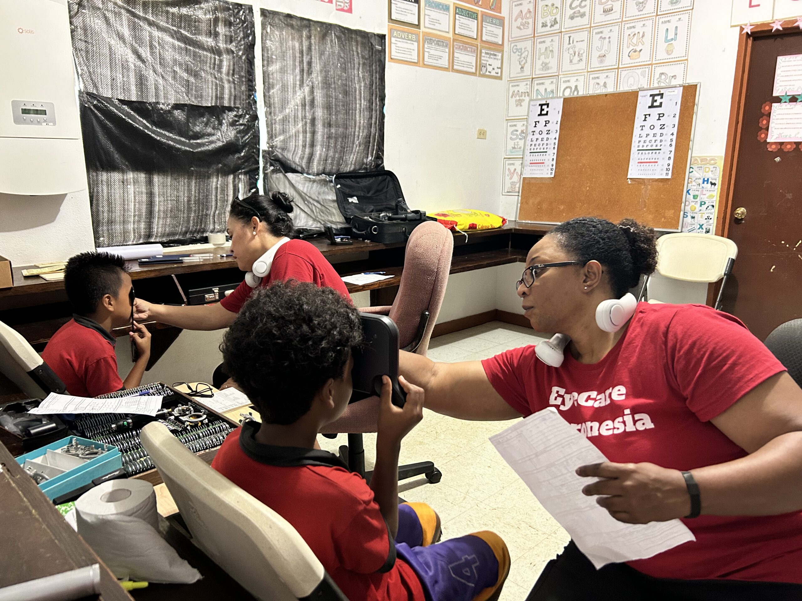 Dr. Asinech Hellan-Pangelinan provides exams with EyeCare Micronesia