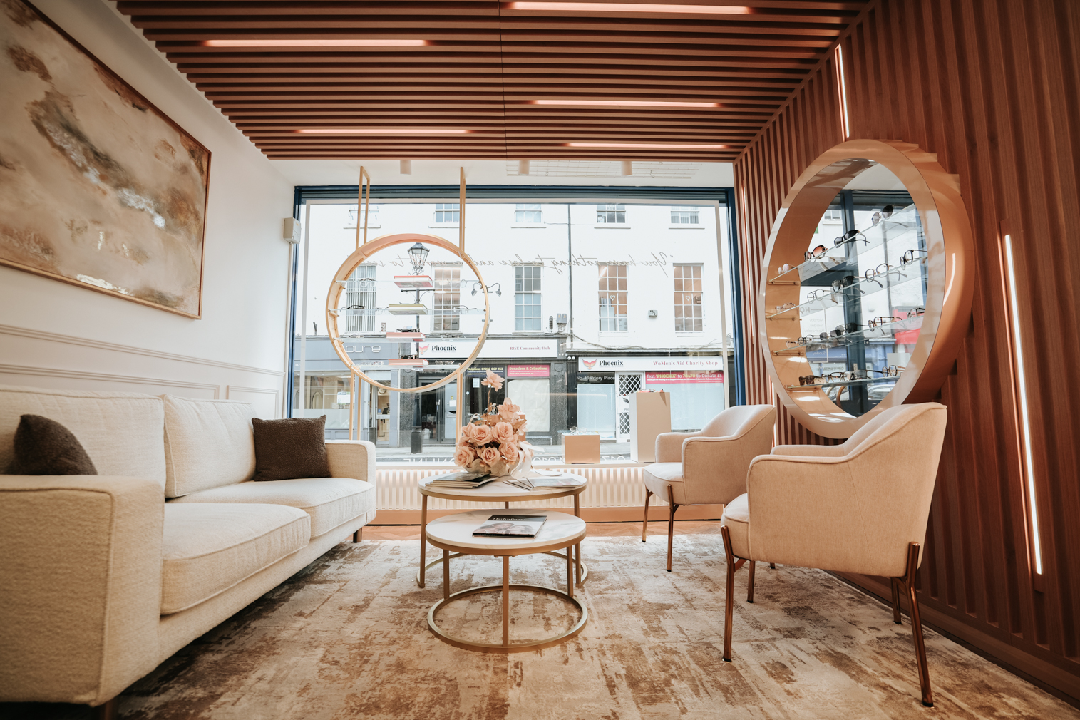the waiting area with cozy furniture