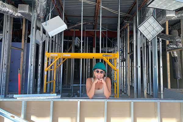 Dr. Kelly Cooper in construction site