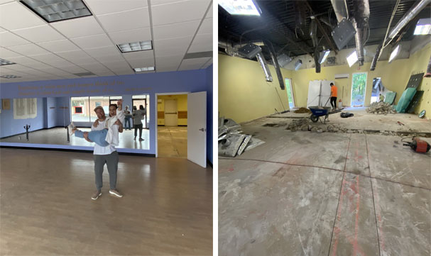 Dr. DeMott and Dr. Cooper in space, construction