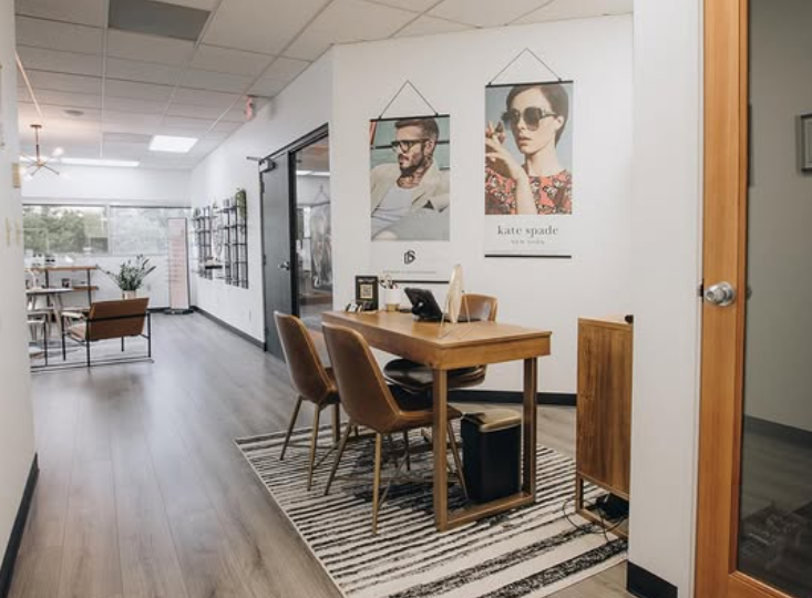 A private area off of the optical provides space to consult on frames