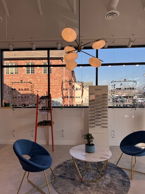 The cozy optical space gets lots of natural light.