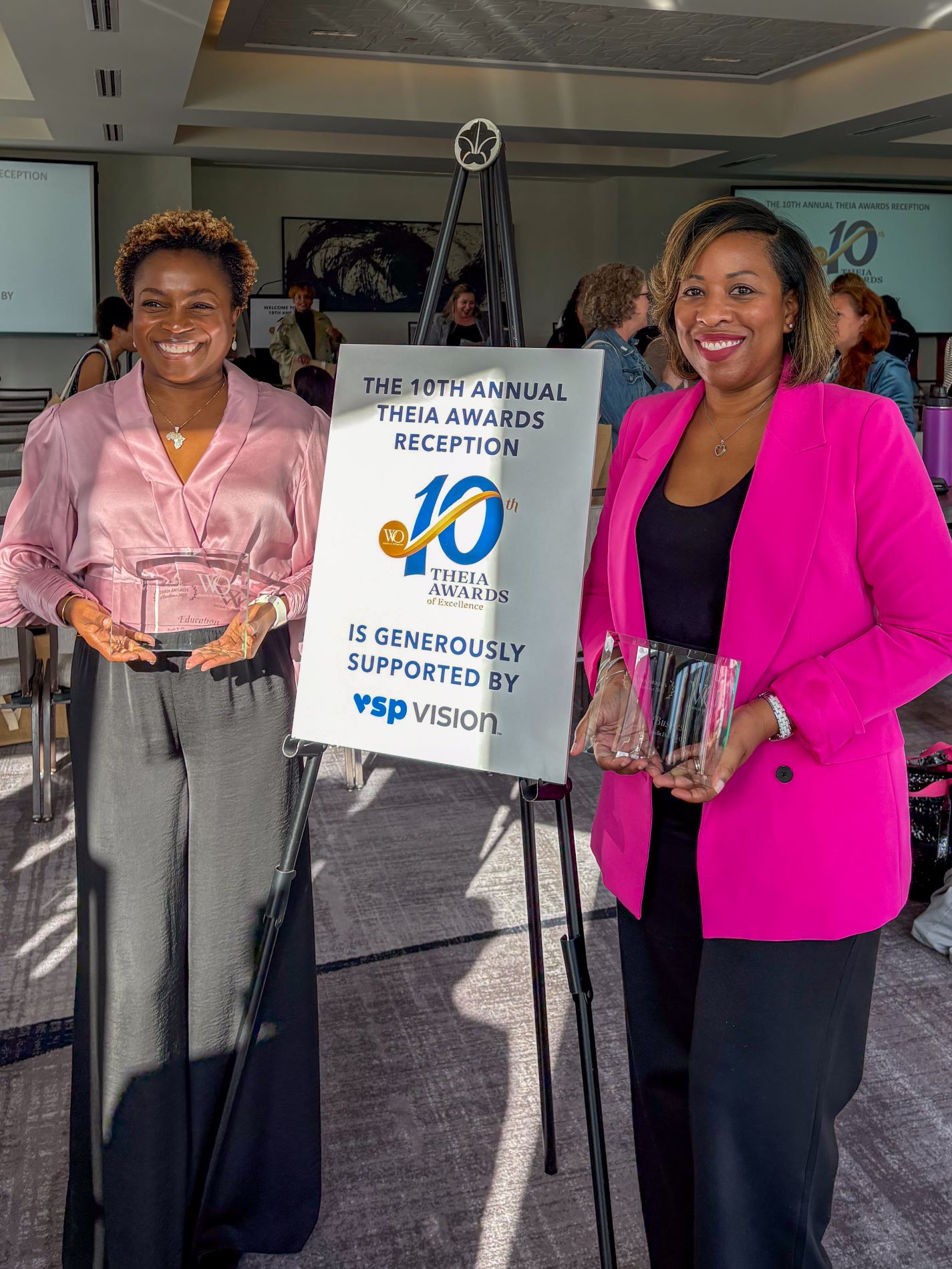 Ruth Shoge, OD, MPH, FAAO and Janelle Davison, OD, at the 10th annual Theia ceremony