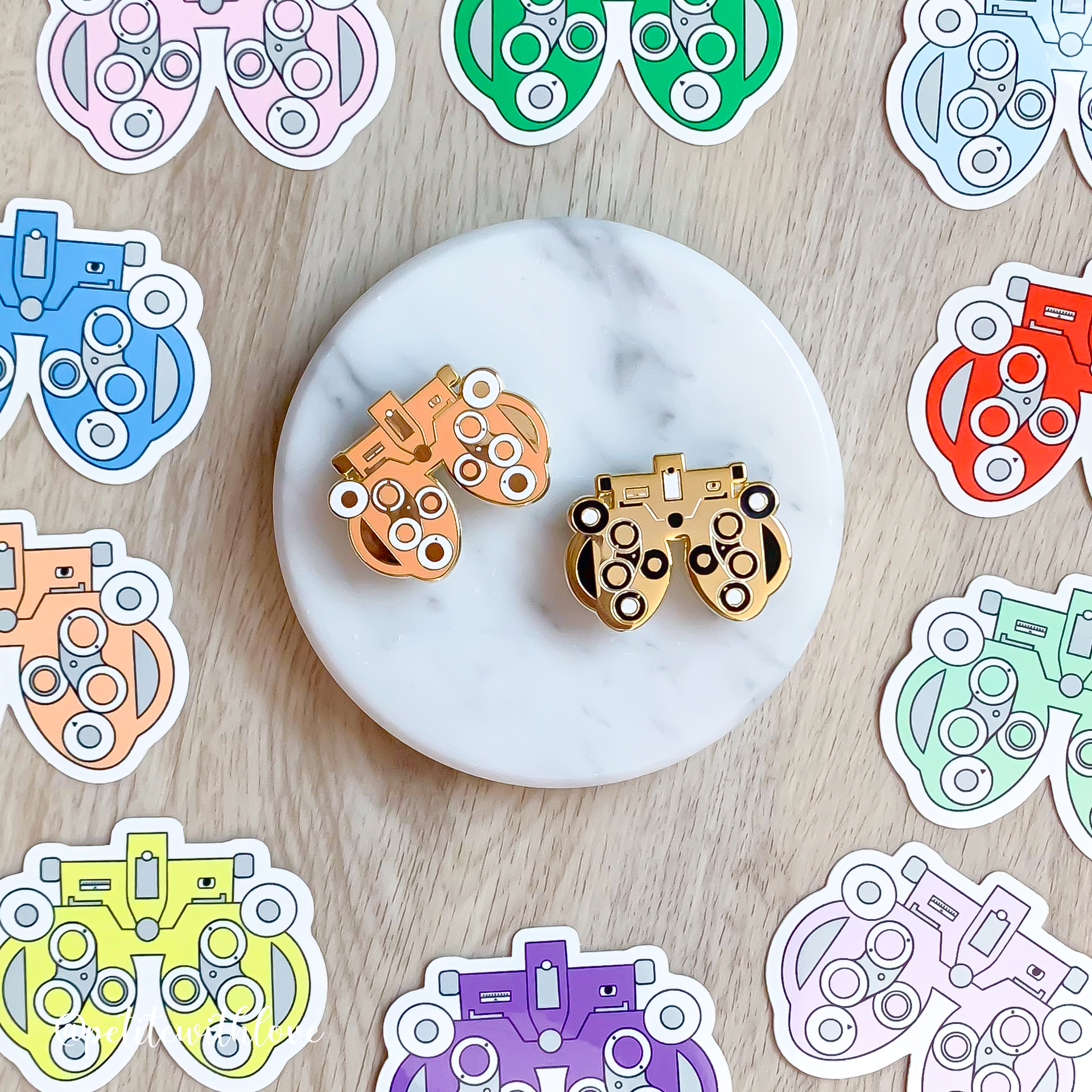 phoropter pins and stickers