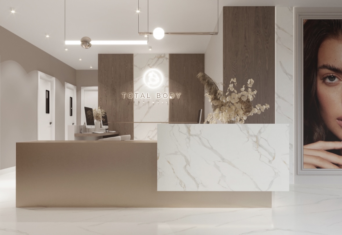the front desk at Total Body Aesthetics