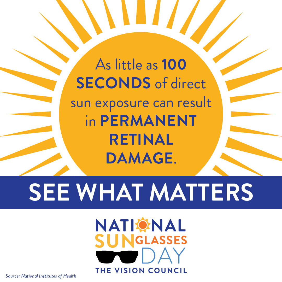 100 seconds of direct sun exposure can result in permanent retinal damage.
