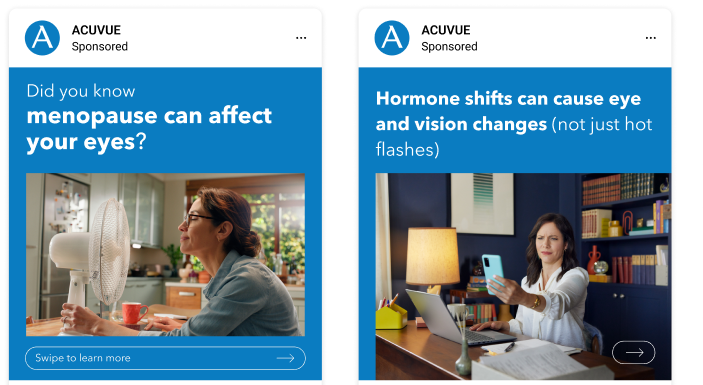 example of 4 social media posts from J&J on menopause