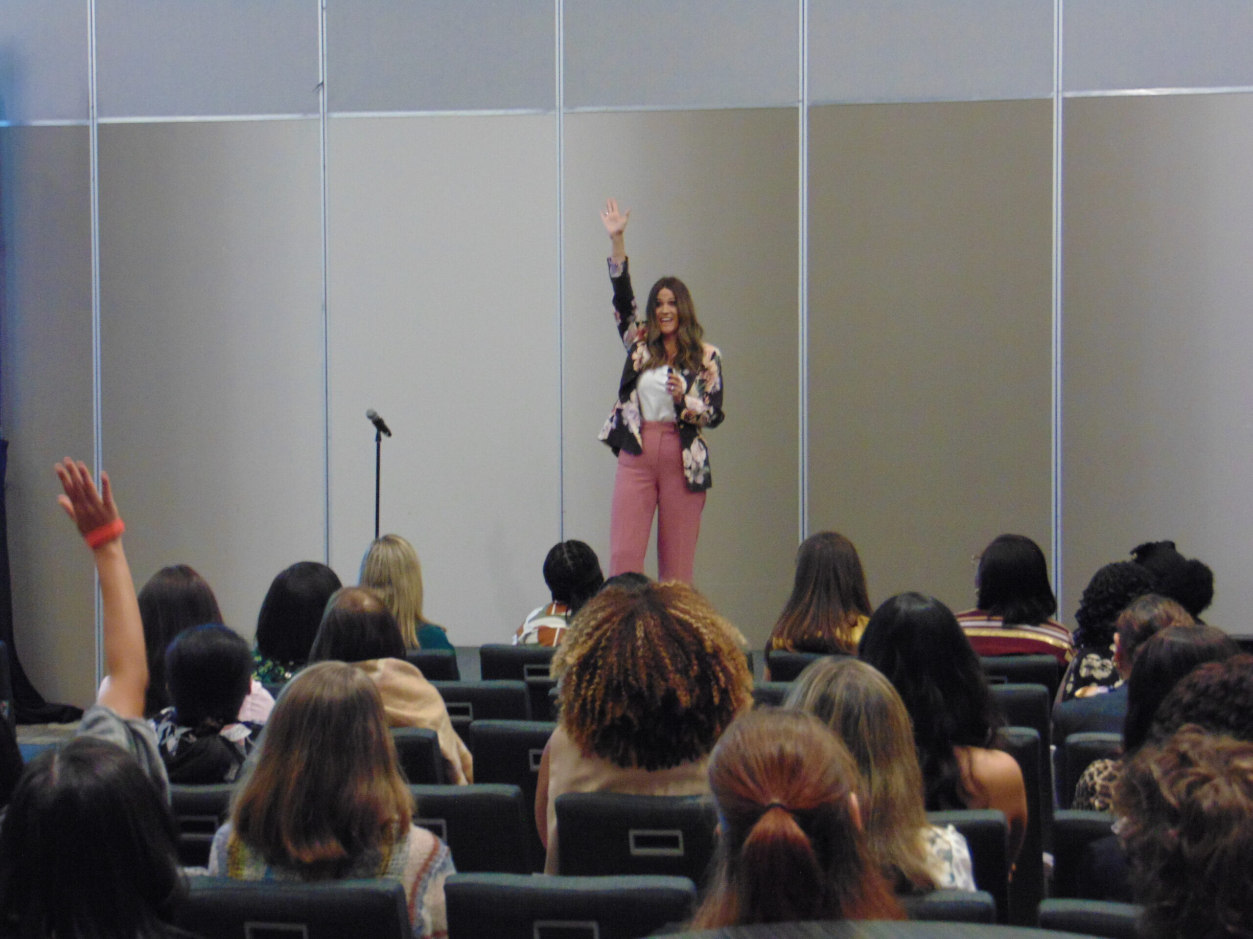 Barb Betts engages with the audience at the 2026 Women's Leadership Conference.